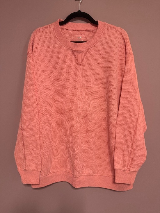 aerie Tops - Aerie Waffle Sweatshirt in Coral Pink, Size Large